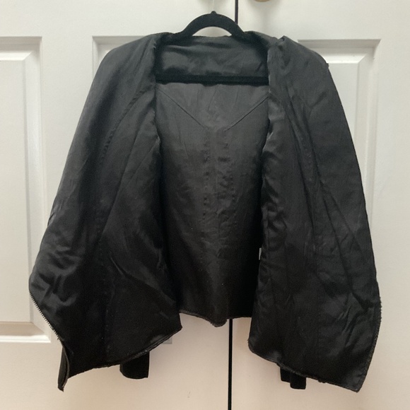 Wool Asymmetrical Black Jacket with Hood - Picture 4 of 6